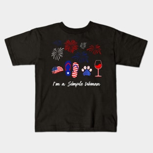 Taco Flip Flop Paw Wine USA FLag 4th of July Kids T-Shirt